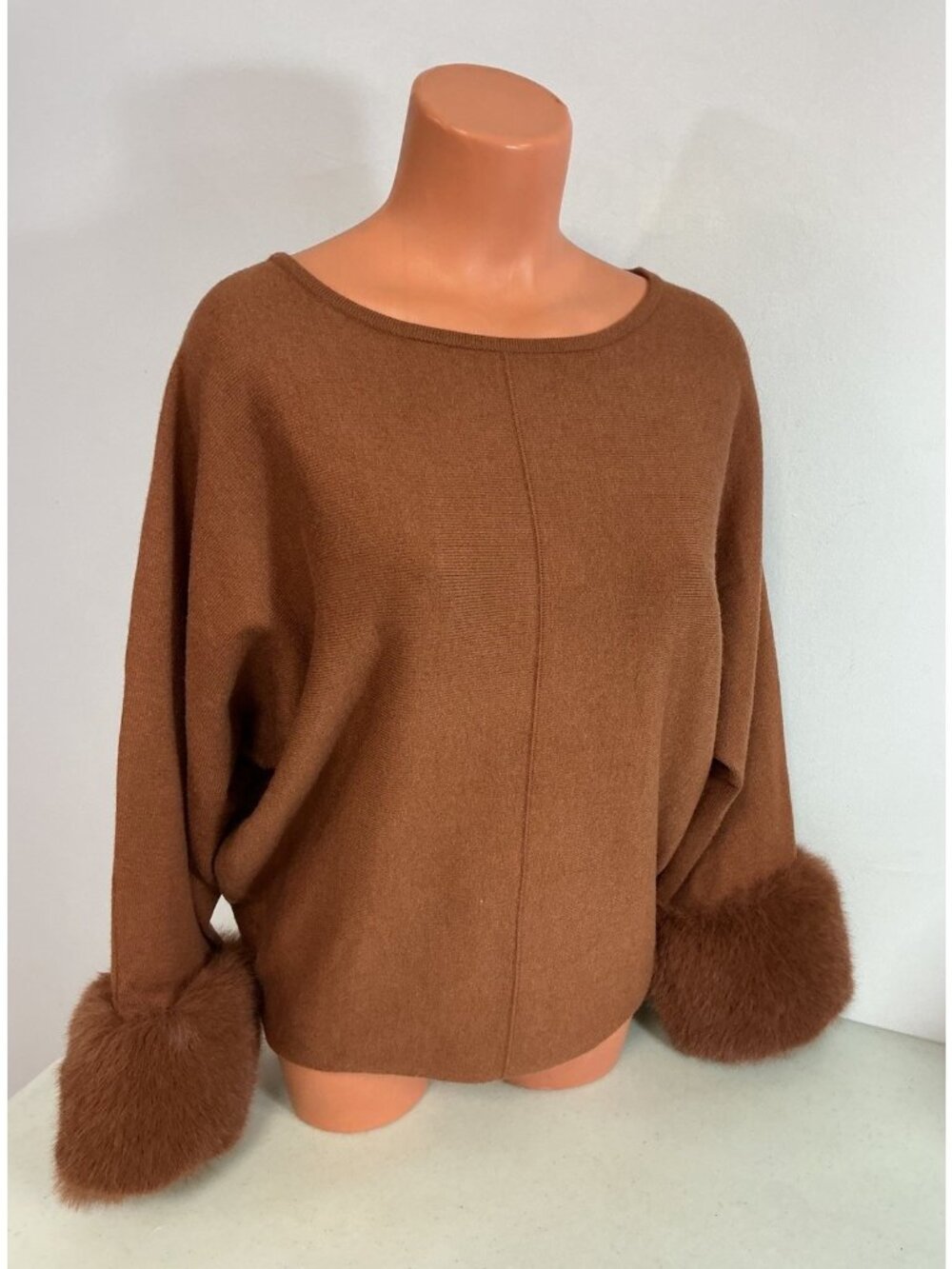 Saks Fifth Avenue Fur Trim Sweater Womens Small New